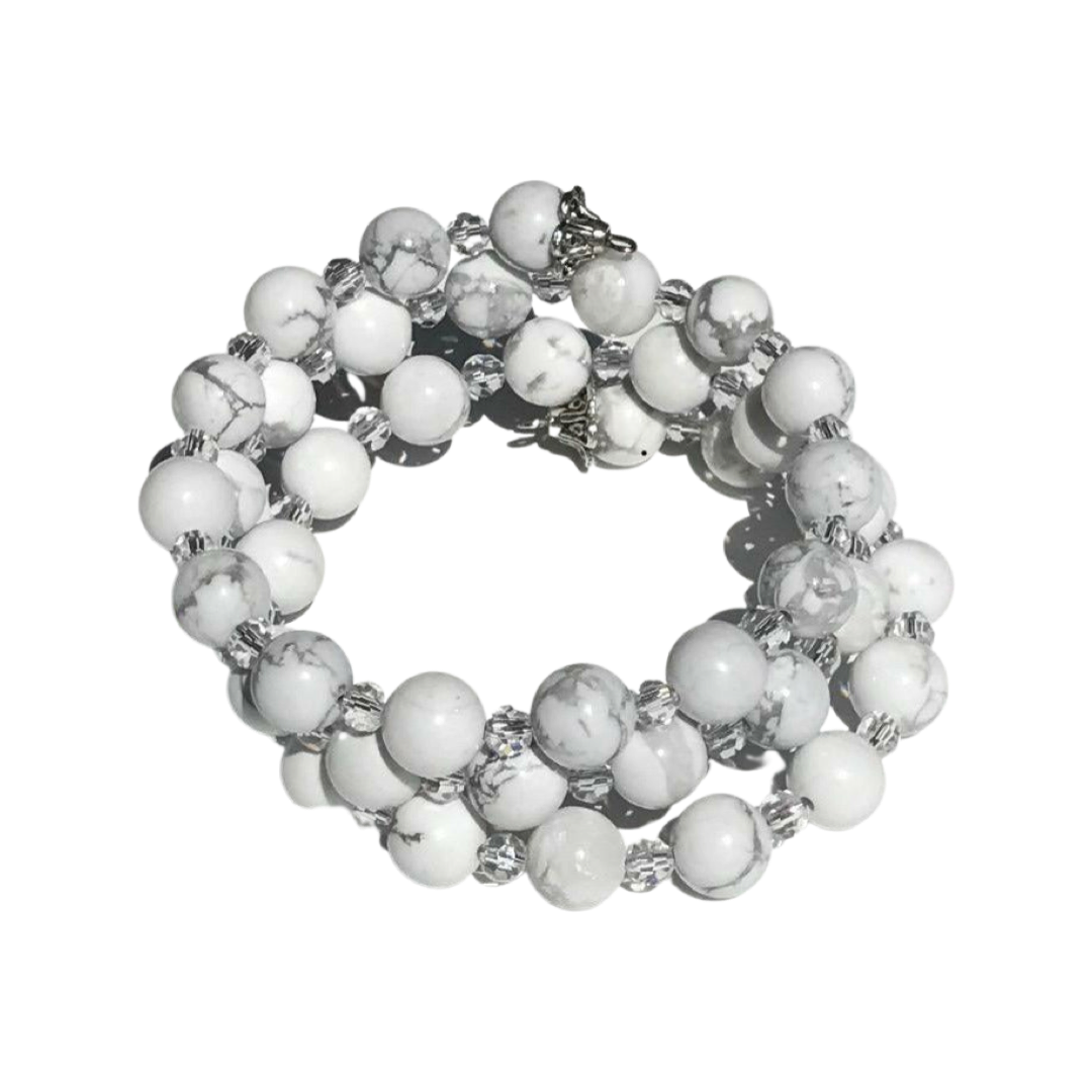 Howlite/Crystal Wrap Bracelet