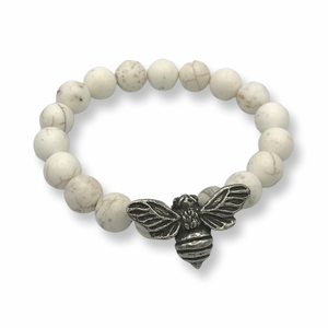 Magnesite Bracelet with Pewter Bead - 7.5"